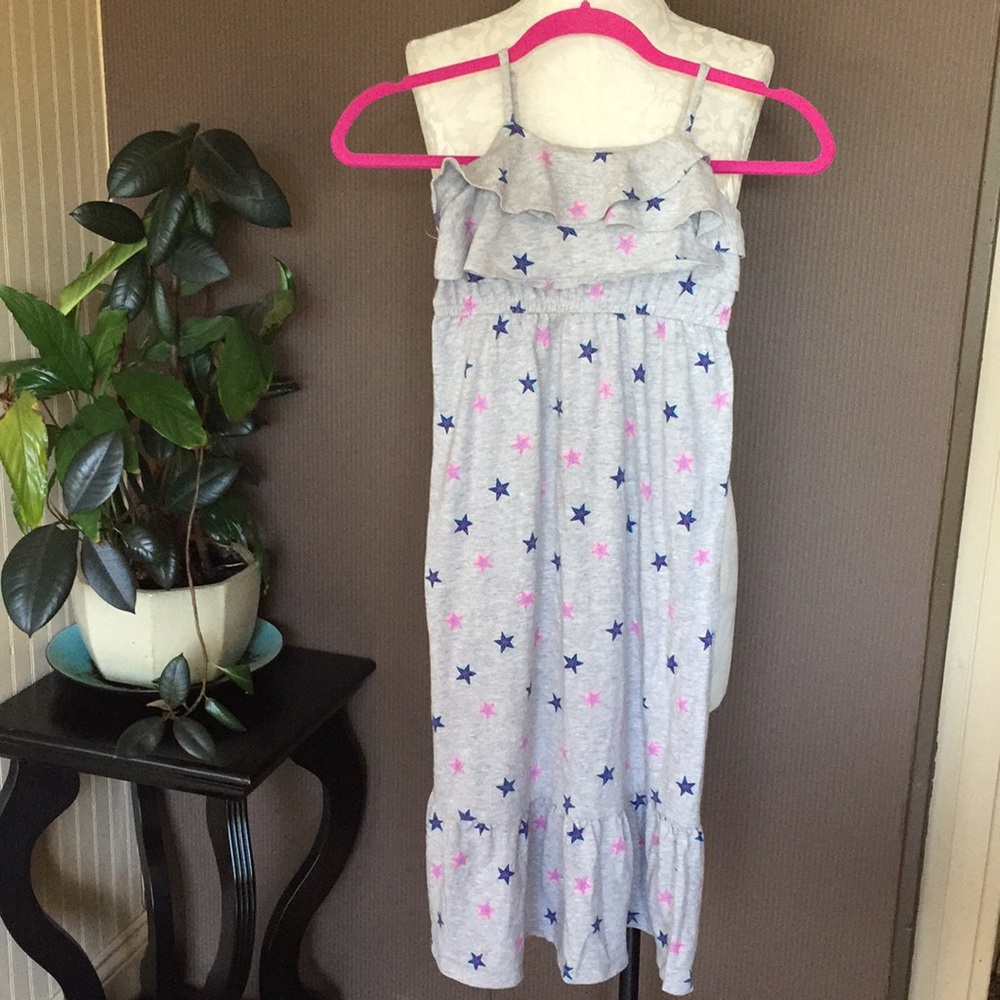 Cat & jack maxi dress with star fish and ruffles at top size 6/6x‎ elasti…